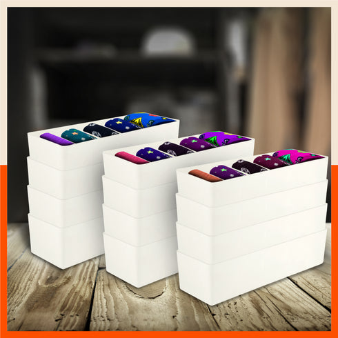 Stomo Dori Multi-Purpose Stackable Drawer Organizer For Home | Ivory - Set of 12